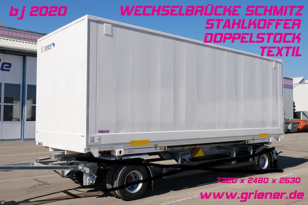 Schmitz Cargobull WKSTG 7,45 /STAHLKOFFER / TEXTIL / DOPPELSTOCK - Rimorchio portacontainer/ Caisse interchangeable: foto 1 Schmitz Cargobull WKSTG 7,45 /STAHLKOFFER / TEXTIL / DOPPELSTOCK - Rimorchio portacontainer/ Caisse interchangeable: foto 1