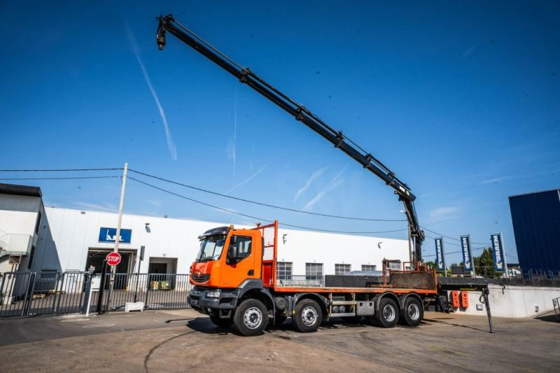 Renault KERAX 430 DXI+ HIAB 16 T/m + 5 EXT - Autocarro con pianale/ Cassone fisso, Camion con gru: foto 1 Renault KERAX 430 DXI+ HIAB 16 T/m + 5 EXT - Autocarro con pianale/ Cassone fisso, Camion con gru: foto 1
