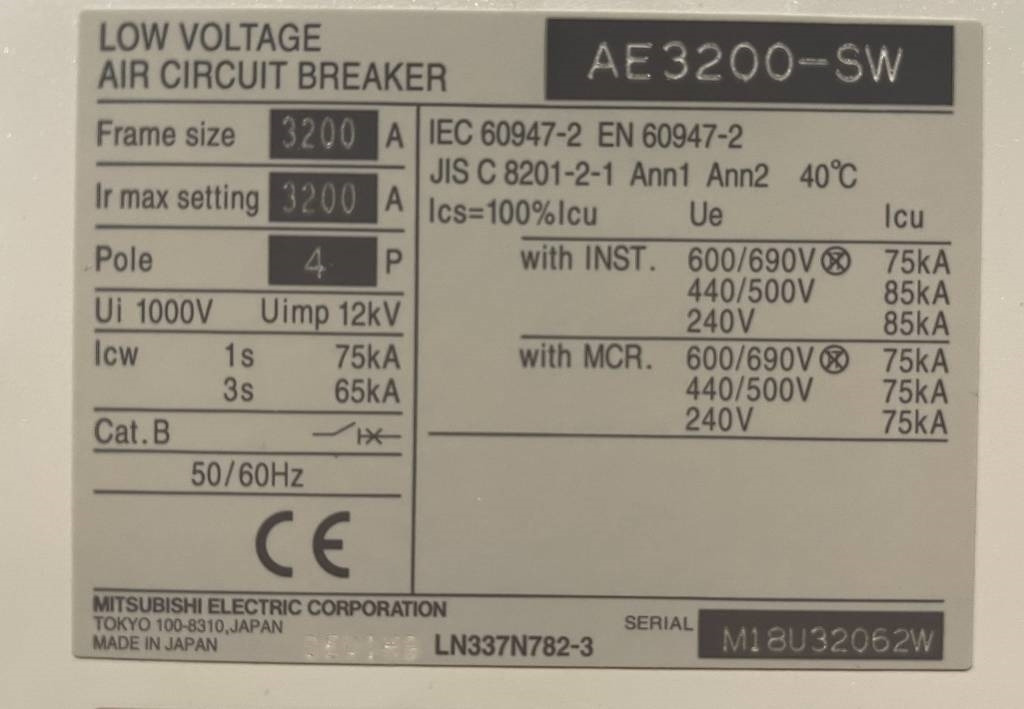 Macchina da cantiere nuovo Mitsubishi Circuit breaker 3200A - AE3200-SW 4P - DPX-12648: foto 6 Macchina da cantiere nuovo Mitsubishi Circuit breaker 3200A - AE3200-SW 4P - DPX-12648: foto 6