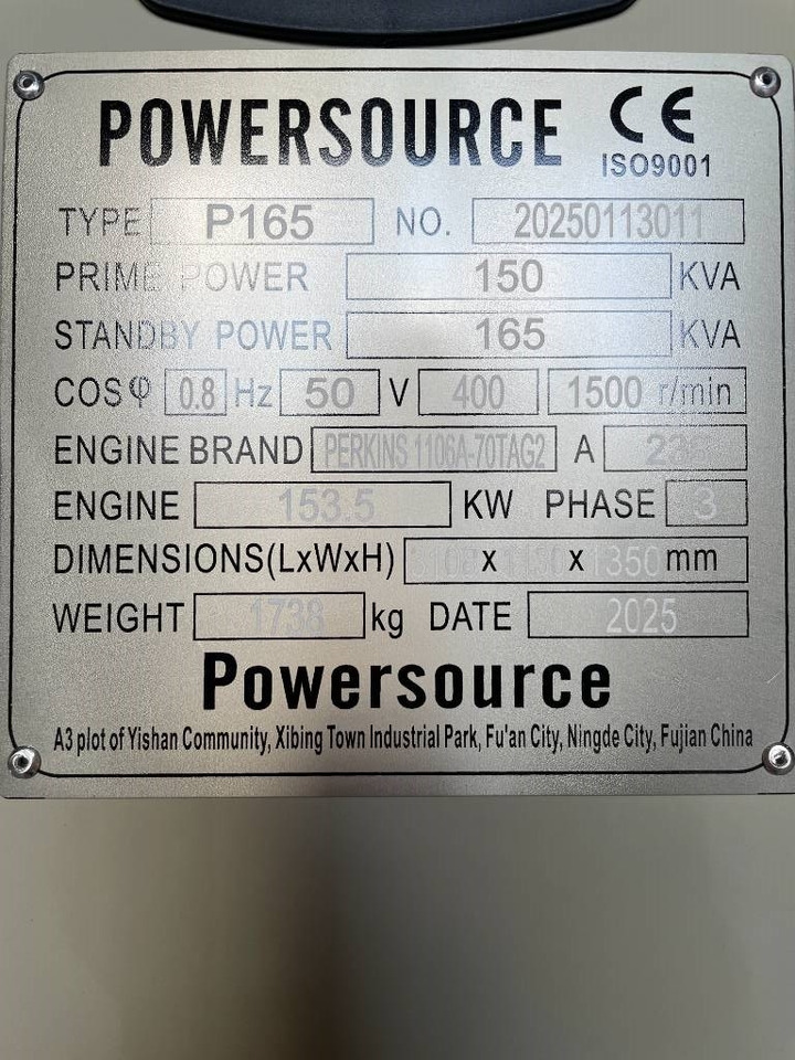 Gruppo elettrogeno nuovo Perkins 1106A-70TA - 165 kVA Generator - DPX-19808: foto 6 Gruppo elettrogeno nuovo Perkins 1106A-70TA - 165 kVA Generator - DPX-19808: foto 6