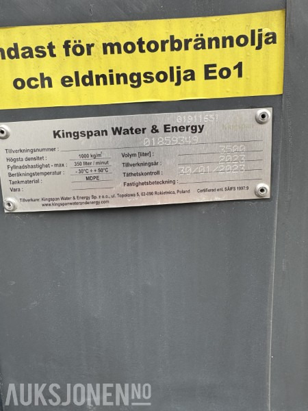 Kingspan Fuelmaster 3500L stasjonær dieseltank med pumpe og låsbart skap. - Attrezzatura da costruzione: foto 5 Kingspan Fuelmaster 3500L stasjonær dieseltank med pumpe og låsbart skap. - Attrezzatura da costruzione: foto 5