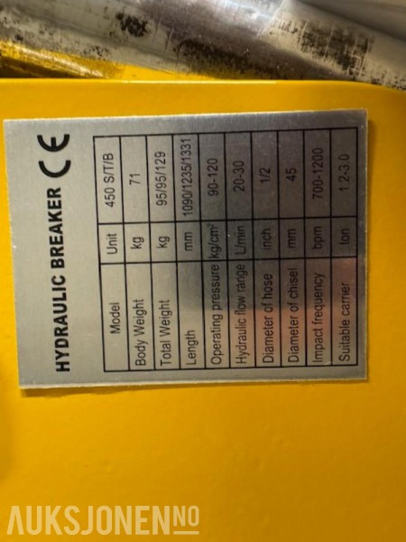 NY HENIMA 450 PIGGHAMMER TIL 1,2-3 TONNS GRAVEMASKIN S30 M/GARANTI - Martello idraulico: foto 5 NY HENIMA 450 PIGGHAMMER TIL 1,2-3 TONNS GRAVEMASKIN S30 M/GARANTI - Martello idraulico: foto 5