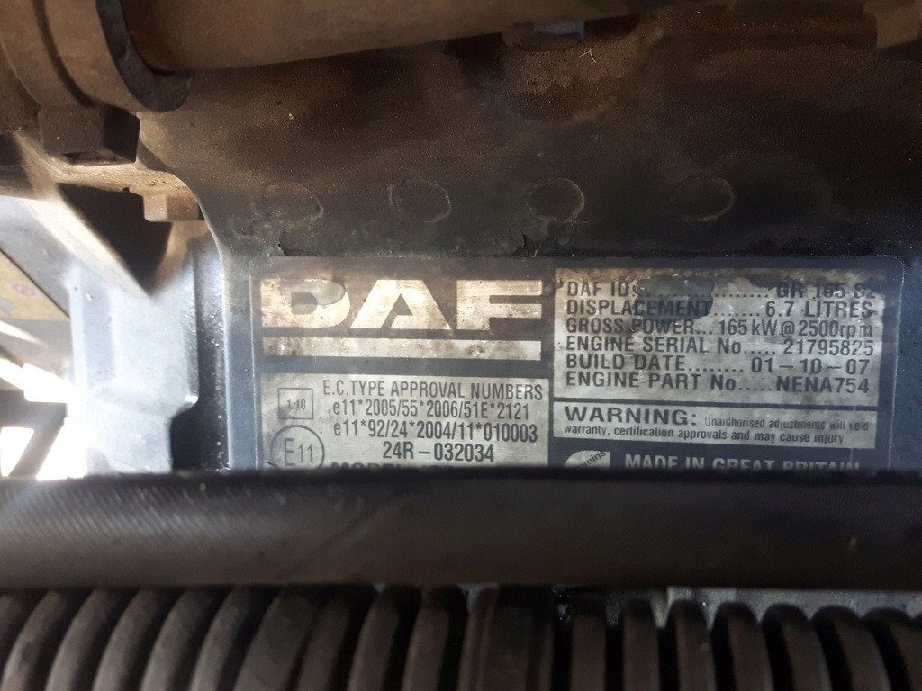 DAF GR165S2 DAF CF 4x2, LF truck - Motore per Camion: foto 1 DAF GR165S2 DAF CF 4x2, LF truck - Motore per Camion: foto 1
