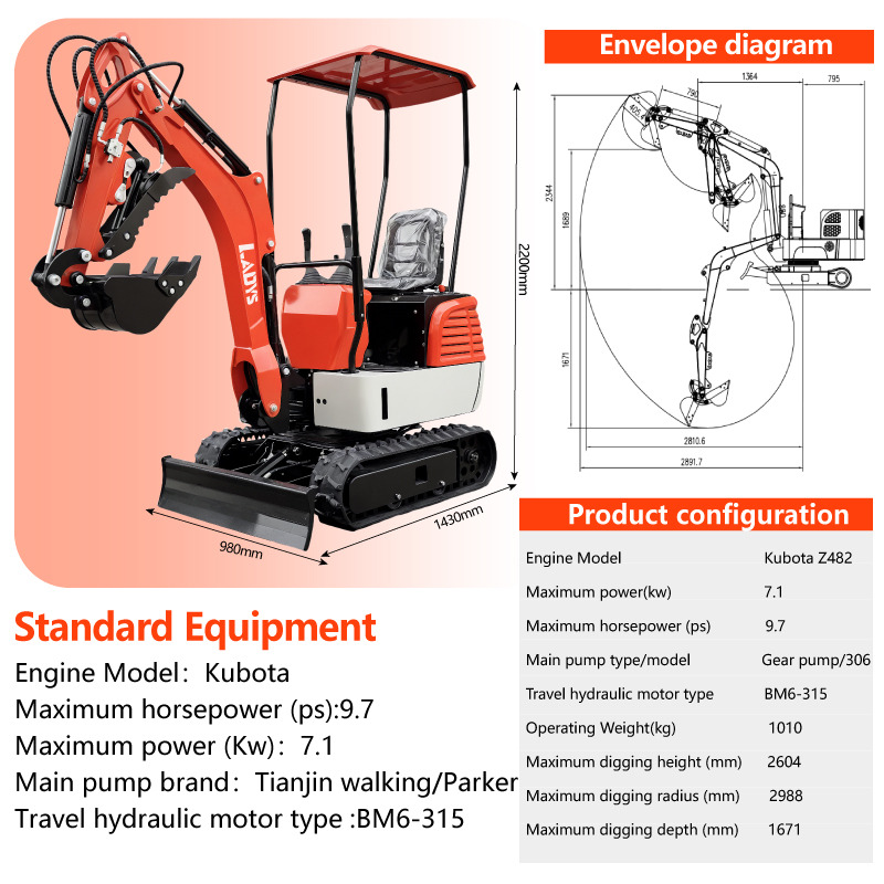 LADYS DY12Pro Mini Excavator CE Certification Kubota Engine(Factory Outlet) Mini Pelle Minibagger Minikoparka Miniexcavadora - Miniescavatore: foto 2 LADYS DY12Pro Mini Excavator CE Certification Kubota Engine(Factory Outlet) Mini Pelle Minibagger Minikoparka Miniexcavadora - Miniescavatore: foto 2