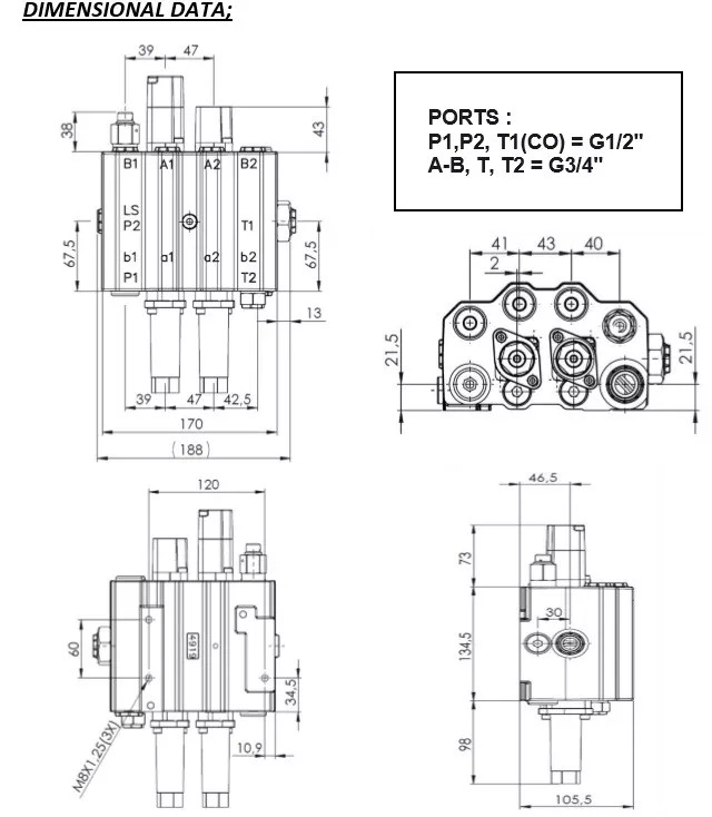 Caricatore frontale per trattori per Camion Front loader valve with Load Sensing LS valve 4 function Joystick 90 l/min 24 gp Case IH: foto 14
