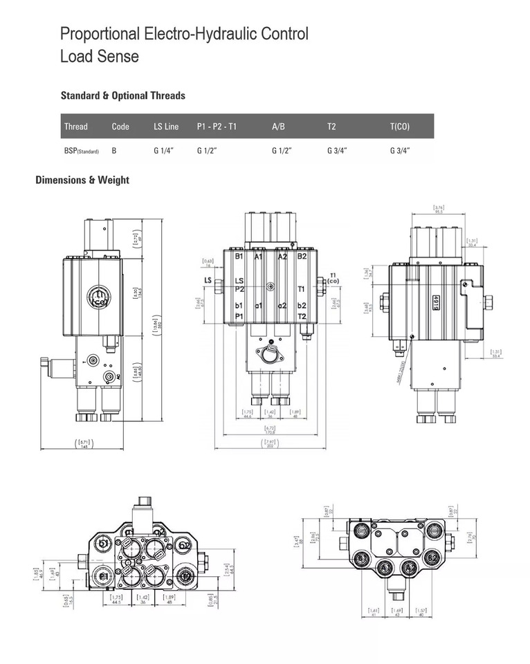 Caricatore frontale per trattori per Camion Joystick + AKON LVM92 Proportional Valve 90 L/Min 2 Sections for Loader, Closed: foto 12