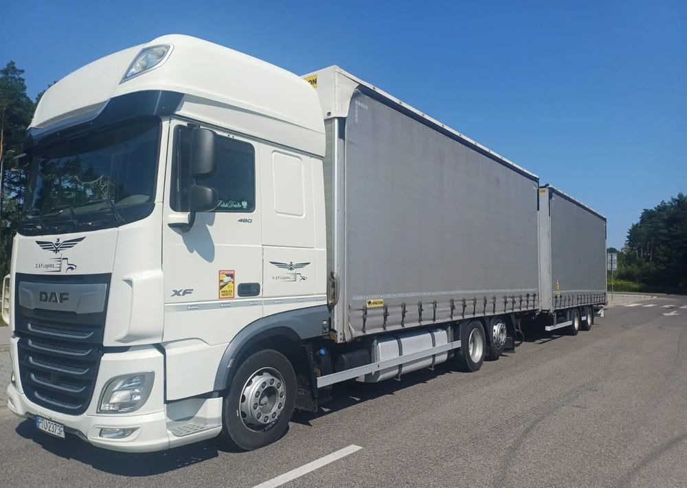 Camion centinato DAF XF 480 SUPER SPACE CAB / ZESTAW TANDEM PRZEJAZDOWY 120 M3 / SSC / ACC /EURO 6: foto 10