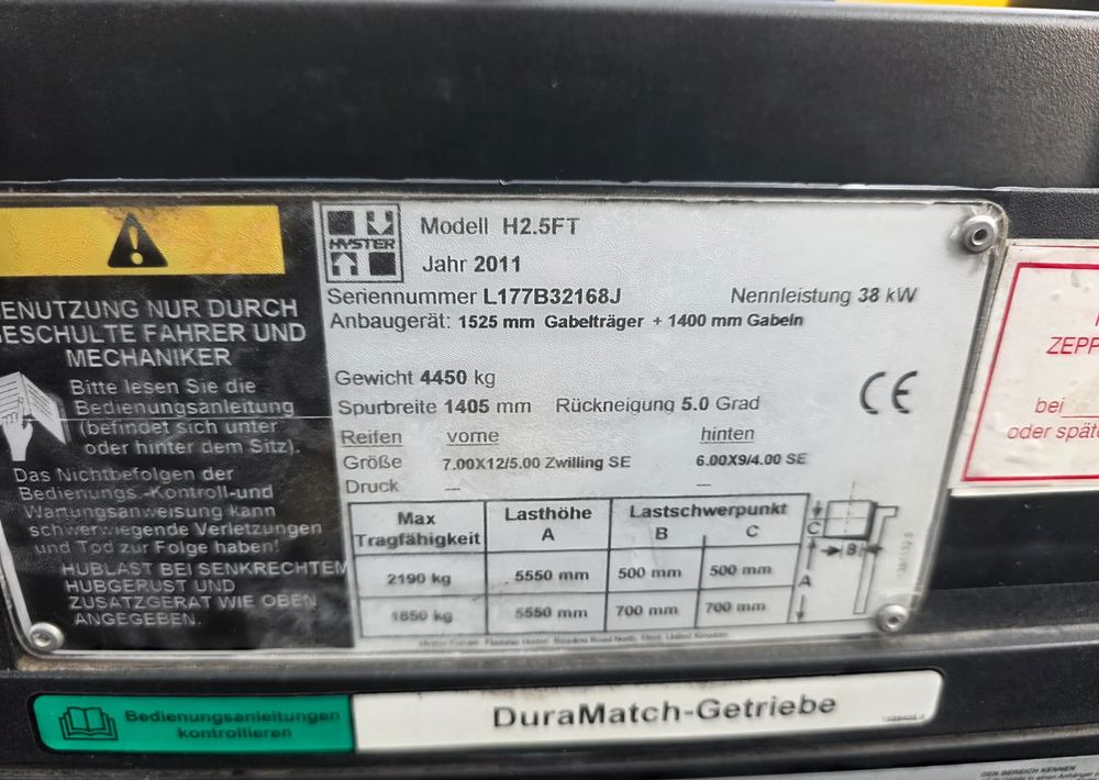 Hyster H2.5FT /LPG/ 1 WŁAŚCICIEL /1923 MTH / - Carrello elevatore: foto 5 Hyster H2.5FT /LPG/ 1 WŁAŚCICIEL /1923 MTH / - Carrello elevatore: foto 5