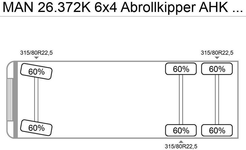 MAN 26.372K 6x4 Abrollkipper AHK Blatt/Blatt - Autocarro scarrabile: foto 4 MAN 26.372K 6x4 Abrollkipper AHK Blatt/Blatt - Autocarro scarrabile: foto 4