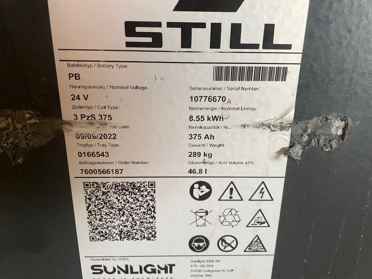 Sunlight I 24 Volt I 3 PzS 375 - Batteria per Mezzo di movimentazione: foto 2 Sunlight I 24 Volt I 3 PzS 375 - Batteria per Mezzo di movimentazione: foto 2