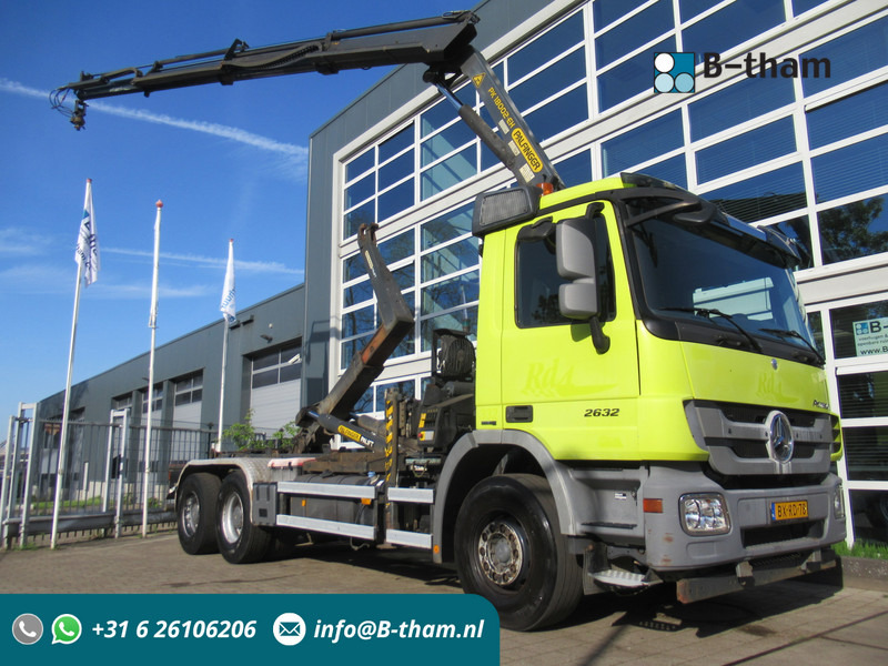Mercedes-Benz Actros 2632 6X4 Steel + Palfinger PK18002-EH + 20T Haak Hook Haken - Autocarro portacontainer/ Caisse interchangeable, Camion con gru: foto 1 Mercedes-Benz Actros 2632 6X4 Steel + Palfinger PK18002-EH + 20T Haak Hook Haken - Autocarro portacontainer/ Caisse interchangeable, Camion con gru: foto 1
