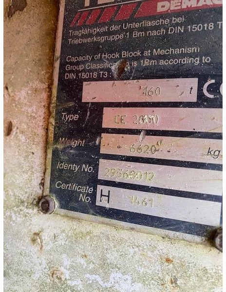 Terex Demag 160t hook block 5-sheave CC2800 / TC2800 - Gru per autocarro per Macchina da cantiere: foto 5 Terex Demag 160t hook block 5-sheave CC2800 / TC2800 - Gru per autocarro per Macchina da cantiere: foto 5