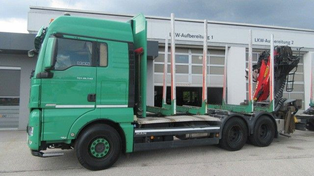 MAN TGX 26.540L inkl. 3 Achs-Anhänger - Camion trasporto legname, Camion con gru: foto 1 MAN TGX 26.540L inkl. 3 Achs-Anhänger - Camion trasporto legname, Camion con gru: foto 1