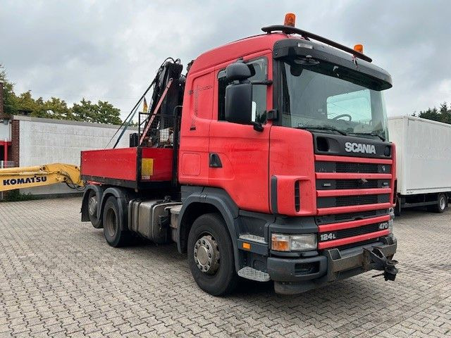 Scania 124 L 470 Pritsche + MKG HLK 201 HP 6x2 - Autocarro con pianale/ Cassone fisso, Camion con gru: foto 2 Scania 124 L 470 Pritsche + MKG HLK 201 HP 6x2 - Autocarro con pianale/ Cassone fisso, Camion con gru: foto 2