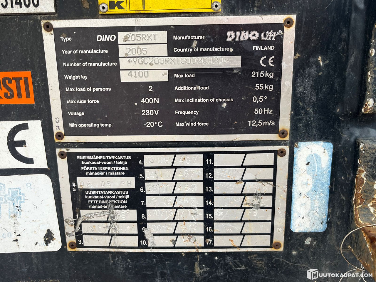 Dino 205RXT, Kuukulkija henkilönostin, Kymppi voimassa vuoteen 2029, Korjattavaksi, 2005, Vantaa - Piattaforma trainabile: foto 5 Dino 205RXT, Kuukulkija henkilönostin, Kymppi voimassa vuoteen 2029, Korjattavaksi, 2005, Vantaa - Piattaforma trainabile: foto 5