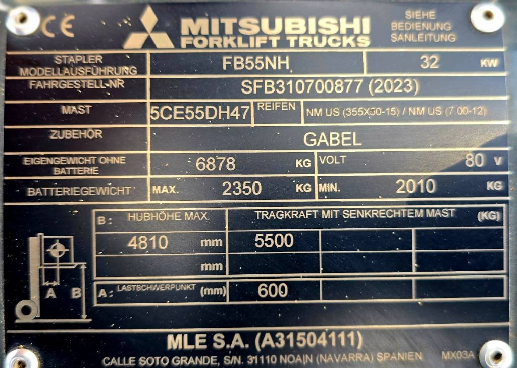 Carrello elevatore elettrico Mitsubishi FB 55 NH DEMO 122hrs only !: foto 17