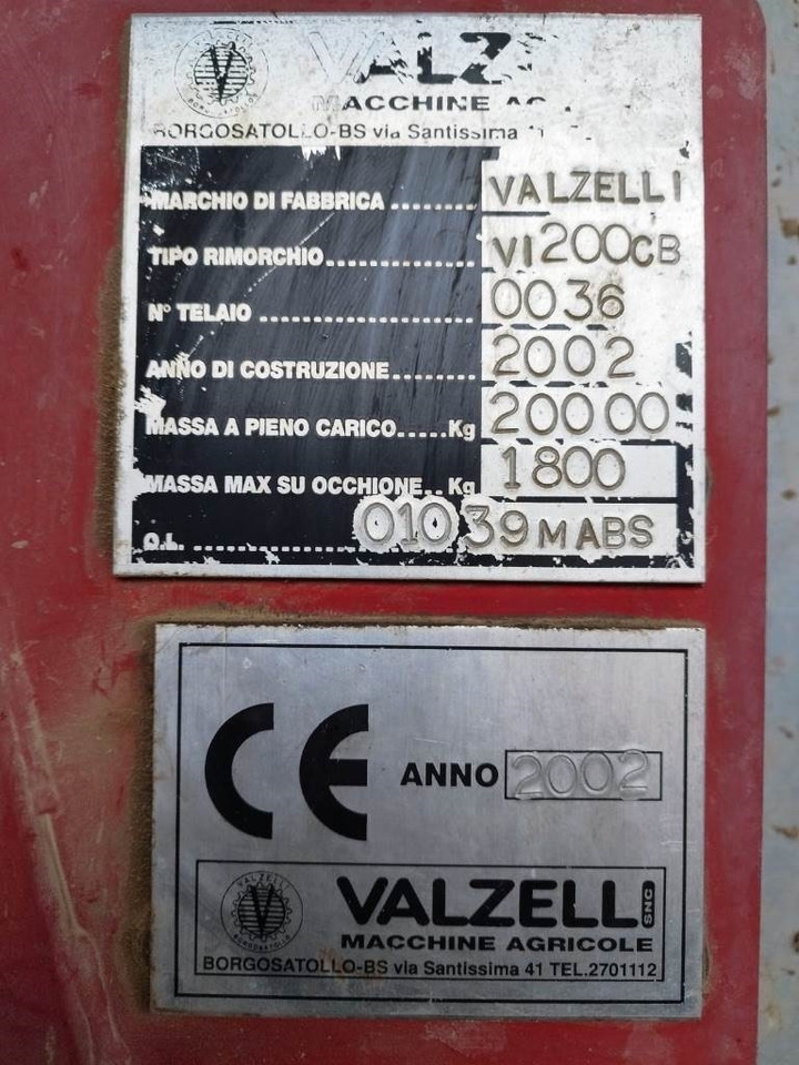 Valzelli 200 cb - Rimorchio agricolo: foto 5 Valzelli 200 cb - Rimorchio agricolo: foto 5