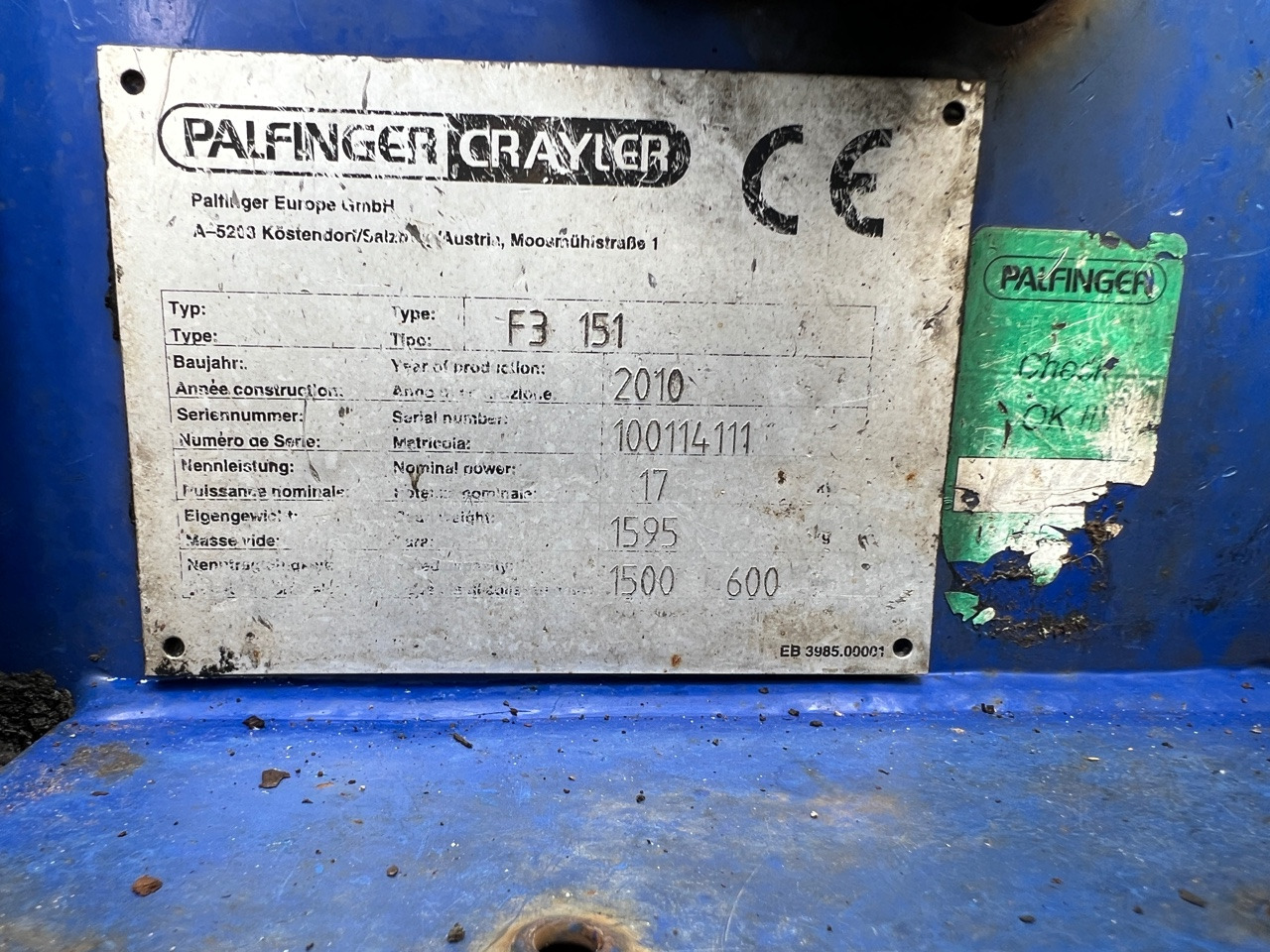 PALFINGER CRAYLER PALFINGER CRAYLER F3 151 - Carrello elevatore trasportabile: foto 5 PALFINGER CRAYLER PALFINGER CRAYLER F3 151 - Carrello elevatore trasportabile: foto 5