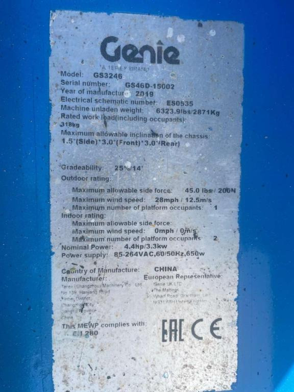 Genie GS-2646 - Piattaforma a pantografo: foto 4 Genie GS-2646 - Piattaforma a pantografo: foto 4