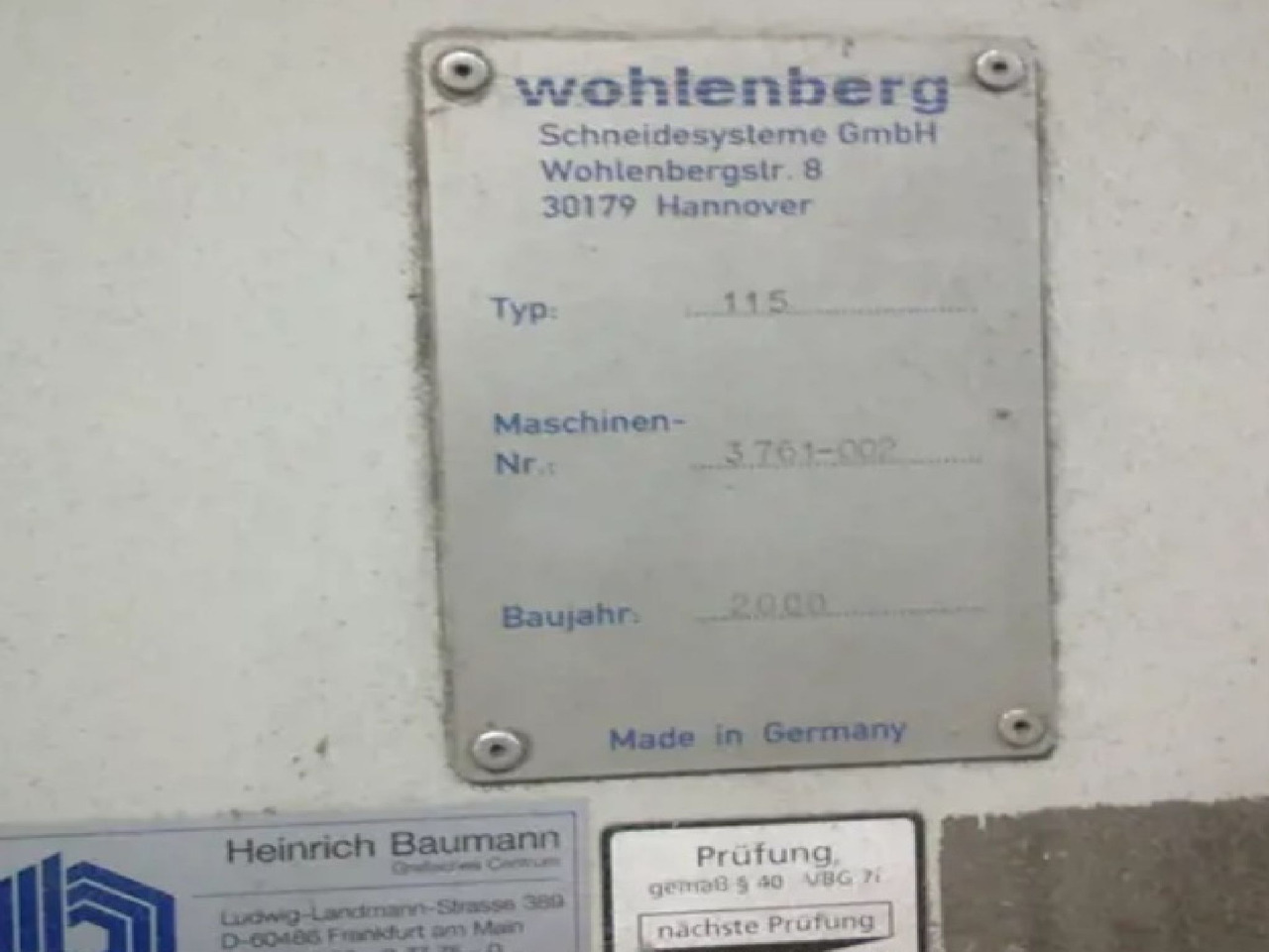 Wohlenberg 115 - Taglierina per carta: foto 4 Wohlenberg 115 - Taglierina per carta: foto 4