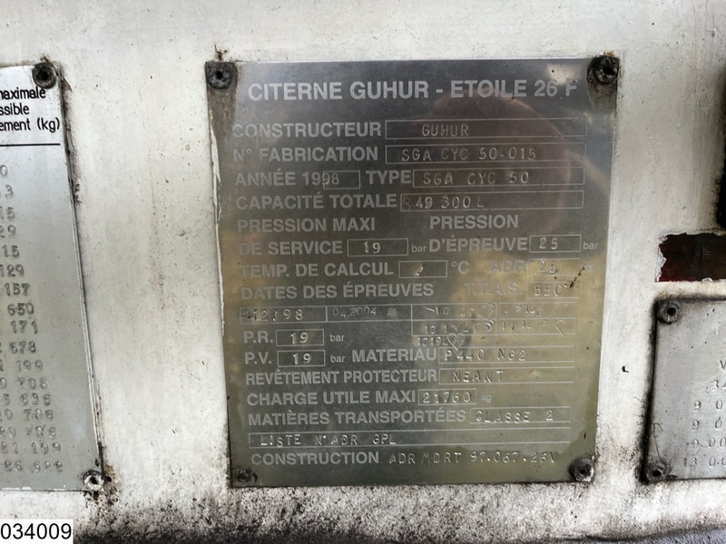 Guhur Gas 49300 liter, LPG GPL Butane gas, 1 Comp - Semirimorchio cisterna: foto 3 Guhur Gas 49300 liter, LPG GPL Butane gas, 1 Comp - Semirimorchio cisterna: foto 3