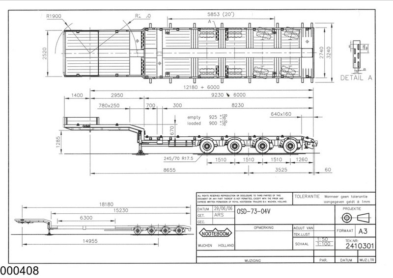 Nooteboom Lowbed 19.58 Meter, Extandable, Twistlocks - Semirimorchio pianale ribassato: foto 2 Nooteboom Lowbed 19.58 Meter, Extandable, Twistlocks - Semirimorchio pianale ribassato: foto 2