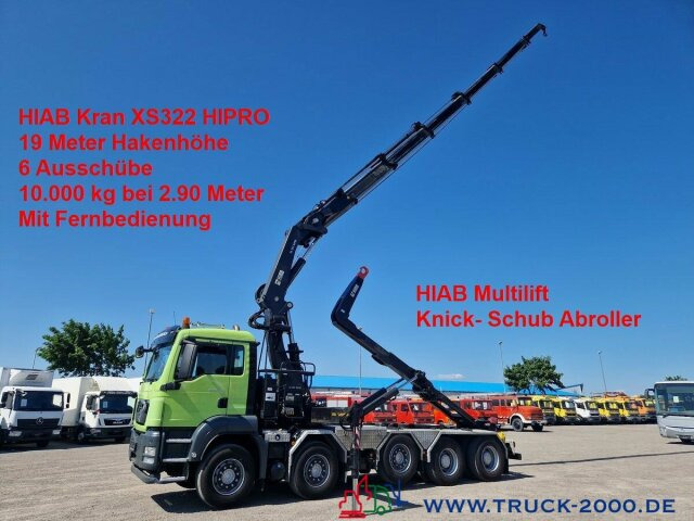 MAN 41.480 10x4 Kran Hiab XS322-19m Höhe-10T/2.9m - Autocarro scarrabile, Camion con gru: foto 1 MAN 41.480 10x4 Kran Hiab XS322-19m Höhe-10T/2.9m - Autocarro scarrabile, Camion con gru: foto 1
