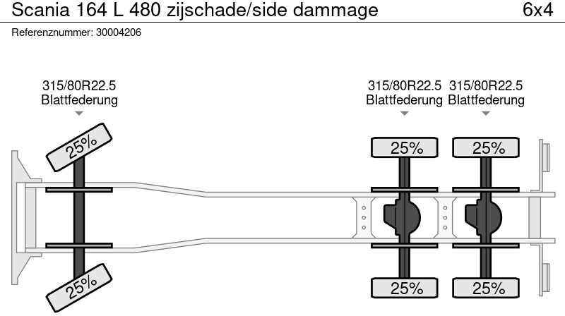 Autocarro telaio Scania 164 L 480 zijschade/side dammage: foto 6