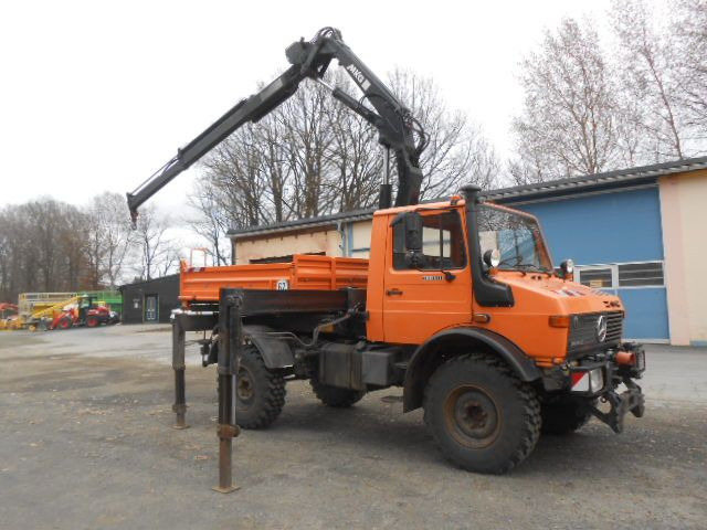 Mercedes-Benz U1450 427/11 mit Kran - Autocarro ribaltabile, Camion con gru: foto 1 Mercedes-Benz U1450 427/11 mit Kran - Autocarro ribaltabile, Camion con gru: foto 1
