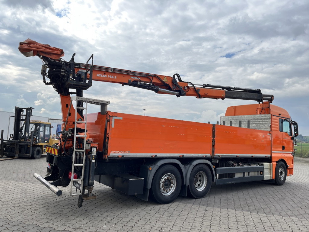 Autocarro con pianale/ Cassone fisso, Camion con gru MAN TGX 26.480 6x2  Atlas 145.2 Kran Baustoff   AHK: foto 11