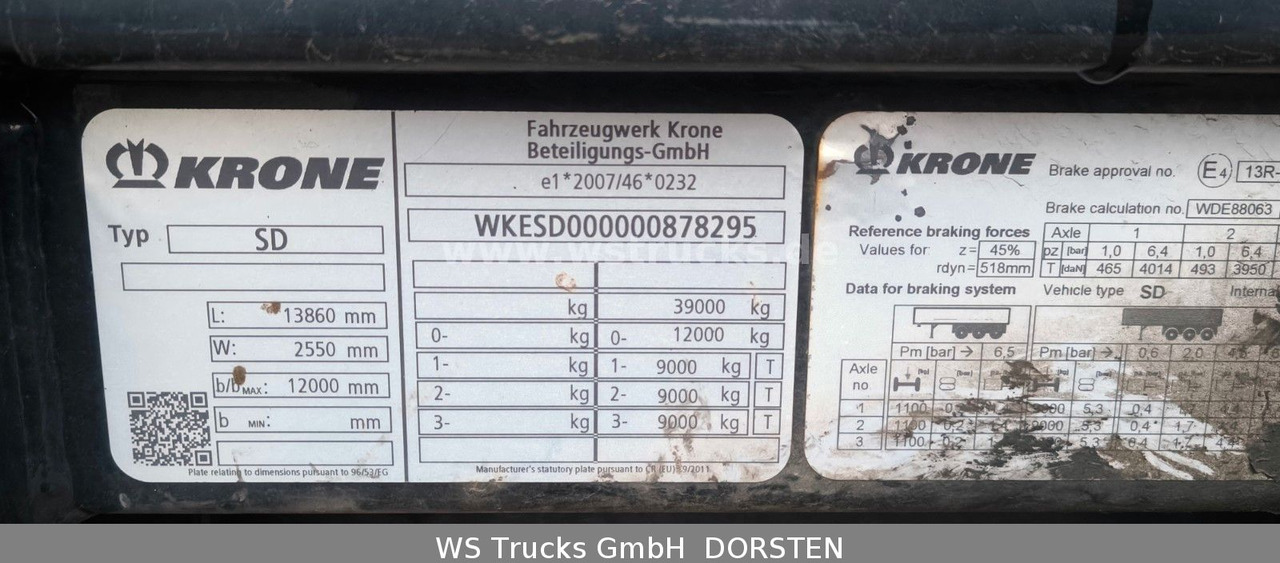 Krone SD 27 Planauflieger mit Edscha | ABS, EBS, XL - Semirimorchio centinato: foto 3 Krone SD 27 Planauflieger mit Edscha | ABS, EBS, XL - Semirimorchio centinato: foto 3