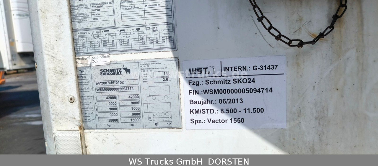 Semirimorchio frigorifero Schmitz Cargobull SKO 24 Kühlauflieger Vector 1550 Strom/Diesel: foto 7 Semirimorchio frigorifero Schmitz Cargobull SKO 24 Kühlauflieger Vector 1550 Strom/Diesel: foto 7