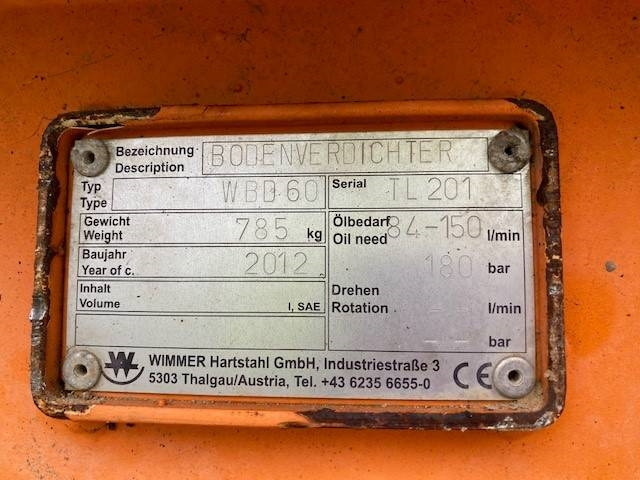 WIMMER WBD 60 Verdichterplatte MIETE / RENTAL (99002207) - Attrezzatura per Macchina da cantiere: foto 3 WIMMER WBD 60 Verdichterplatte MIETE / RENTAL (99002207) - Attrezzatura per Macchina da cantiere: foto 3