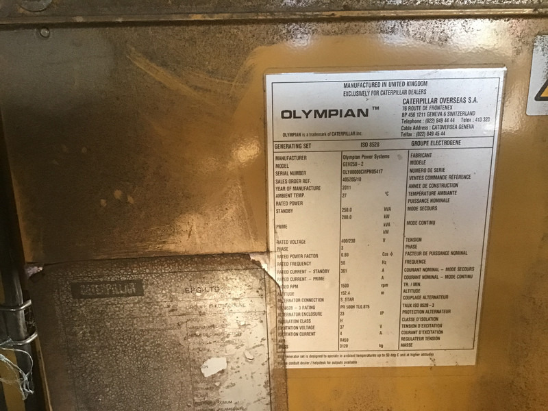 Perkins OLYMPIAN GEH250 GENERATOR 250KVA FOR PARTS - Gruppo elettrogeno: foto 3 Perkins OLYMPIAN GEH250 GENERATOR 250KVA FOR PARTS - Gruppo elettrogeno: foto 3