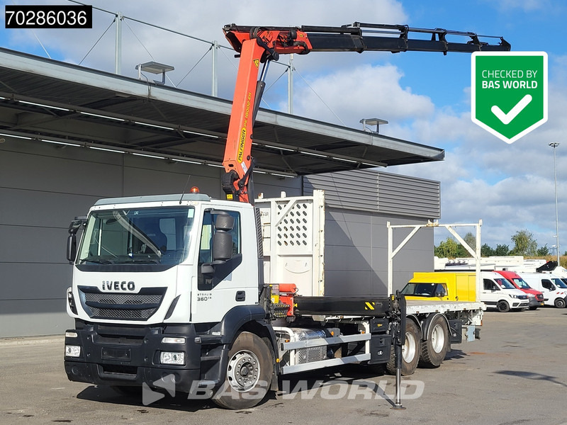 Iveco Stralis 360 6X2 Palfinger PK18002EH Crane Kran Lift Axle Euro 6 - Autocarro con pianale/ Cassone fisso, Camion con gru: foto 1 Iveco Stralis 360 6X2 Palfinger PK18002EH Crane Kran Lift Axle Euro 6 - Autocarro con pianale/ Cassone fisso, Camion con gru: foto 1