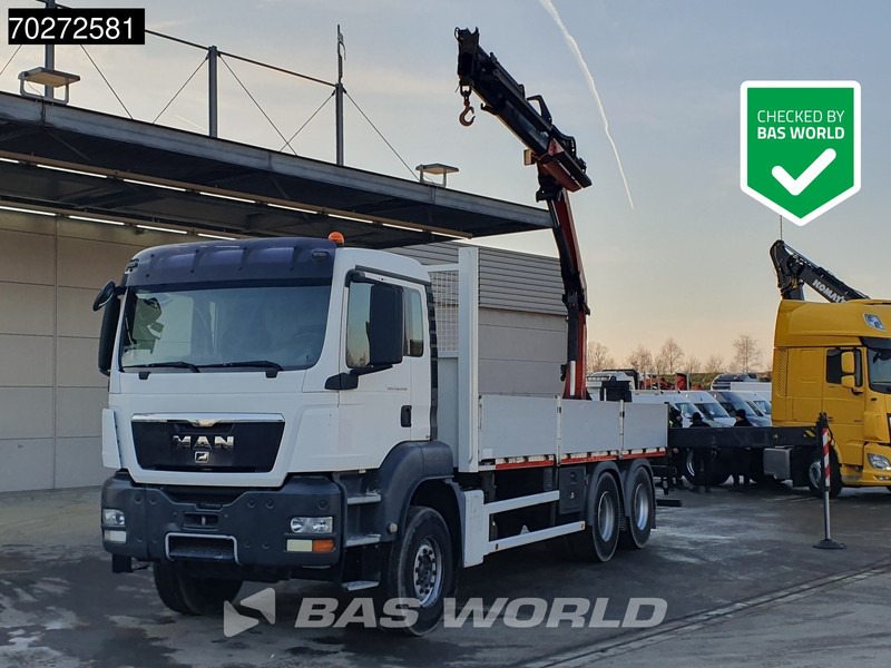 MAN TGS 26.440 6X4 Palfinger PK18002 EH Kran Crane Manual Remote Euro 5 - Autocarro con pianale/ Cassone fisso, Camion con gru: foto 1 MAN TGS 26.440 6X4 Palfinger PK18002 EH Kran Crane Manual Remote Euro 5 - Autocarro con pianale/ Cassone fisso, Camion con gru: foto 1