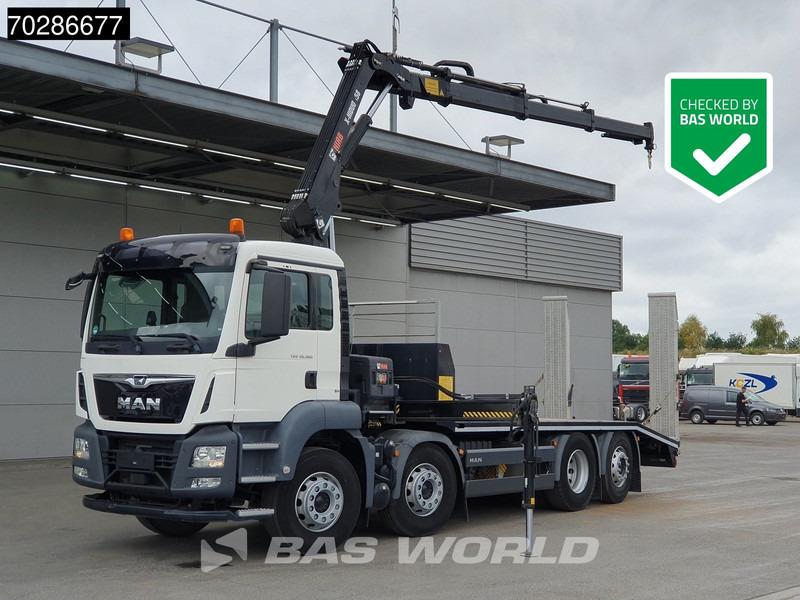 MAN TGS 35.360 8X2 HIAB X-Hiduo 158 BS-3 Crane Lift+lenkasche Machine transporter Euro 6 - Camion bisarca, Camion con gru: foto 1 MAN TGS 35.360 8X2 HIAB X-Hiduo 158 BS-3 Crane Lift+lenkasche Machine transporter Euro 6 - Camion bisarca, Camion con gru: foto 1