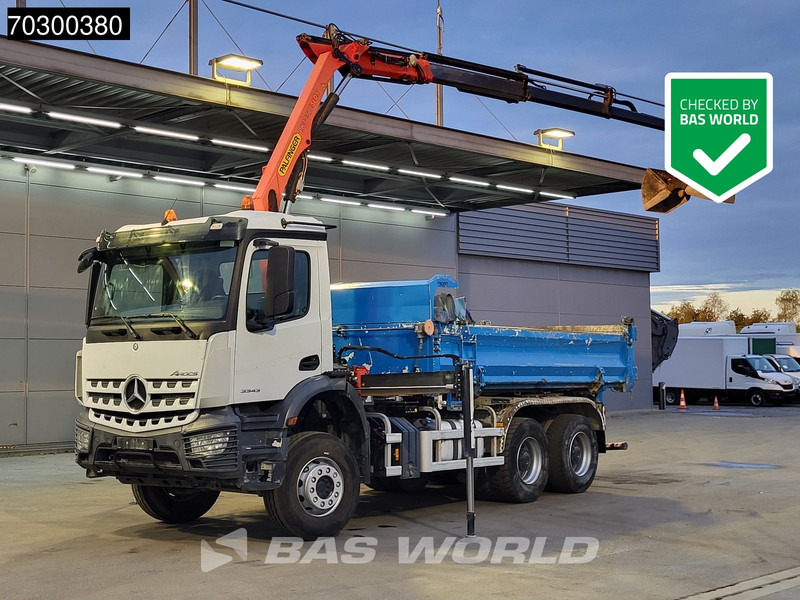 Mercedes-Benz Arocs 3343 6X4 Palfinger PK12.501 SLD Kran Crane 7m3 tipper Big-Axle Automatic Euro 6 - Autocarro ribaltabile, Camion con gru: foto 1 Mercedes-Benz Arocs 3343 6X4 Palfinger PK12.501 SLD Kran Crane 7m3 tipper Big-Axle Automatic Euro 6 - Autocarro ribaltabile, Camion con gru: foto 1