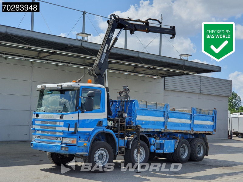 Scania G420 8X4 15m3 tipper Hiab 144 Crane Steelsuspension Manual Big-Axle Euro 3 - Autocarro ribaltabile, Camion con gru: foto 1 Scania G420 8X4 15m3 tipper Hiab 144 Crane Steelsuspension Manual Big-Axle Euro 3 - Autocarro ribaltabile, Camion con gru: foto 1