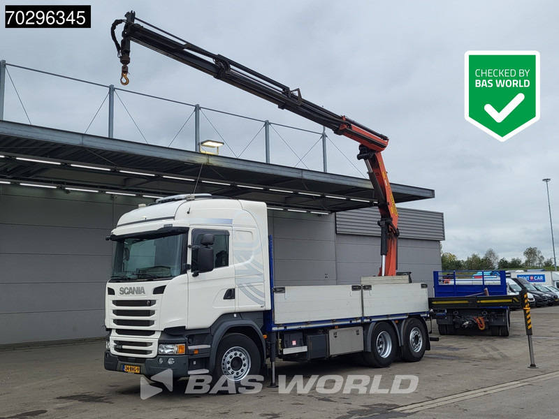 Scania R410 R 6X2 NL-Truck Palfinger PK22002-EH Crane Kran Lift+Steering-Axle Euro 6 - Autocarro con pianale/ Cassone fisso, Camion con gru: foto 1 Scania R410 R 6X2 NL-Truck Palfinger PK22002-EH Crane Kran Lift+Steering-Axle Euro 6 - Autocarro con pianale/ Cassone fisso, Camion con gru: foto 1