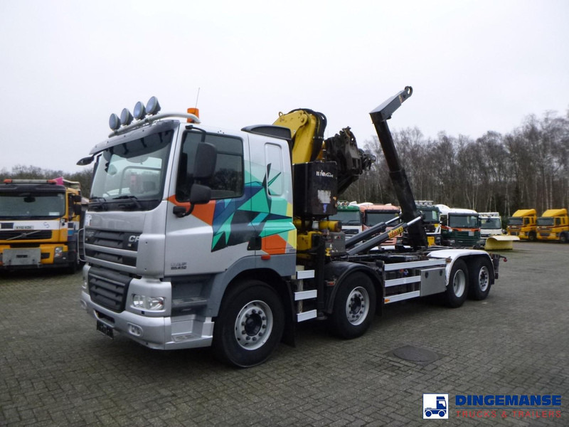 DAF CF 85.410 8x2 Hyva container hook + crane - Camion con gru: foto 1 DAF CF 85.410 8x2 Hyva container hook + crane - Camion con gru: foto 1