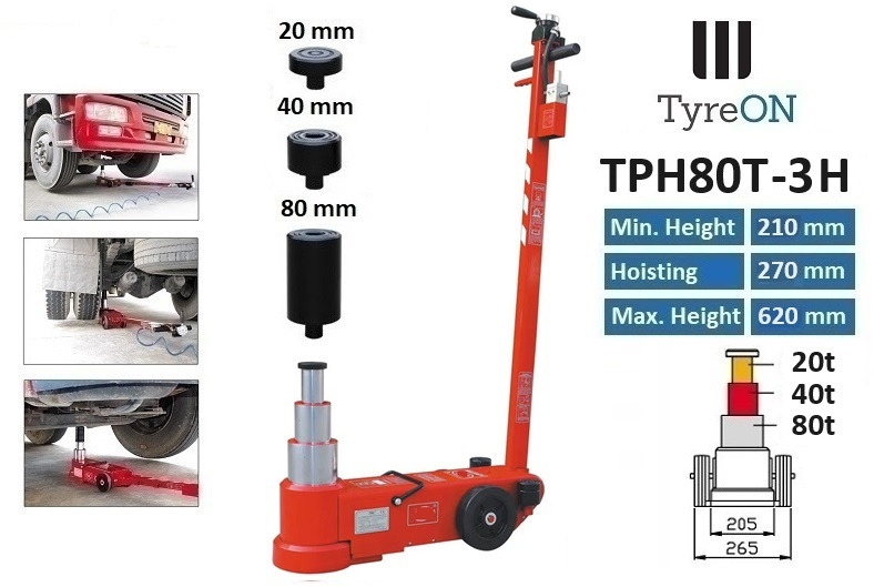 TPH80T-3H Air hydraulic jack 80 Tons - Minimum height 21 cm - Attrezzature per officina: foto 1 TPH80T-3H Air hydraulic jack 80 Tons - Minimum height 21 cm - Attrezzature per officina: foto 1