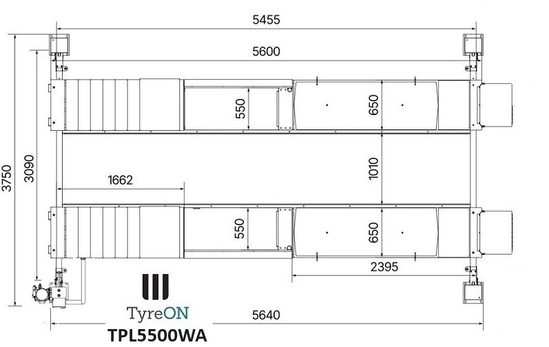 Attrezzature per officina TPL5500WA 4 post alignment lift - 5.6 meter runways - Fully integrated free wheels lifting system - 5.5T: foto 8