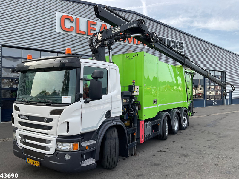 Scania P 360 Faun 18m³ + Hiab crane + Underground Container Washing Installation - Camion immondizia: foto 1 Scania P 360 Faun 18m³ + Hiab crane + Underground Container Washing Installation - Camion immondizia: foto 1