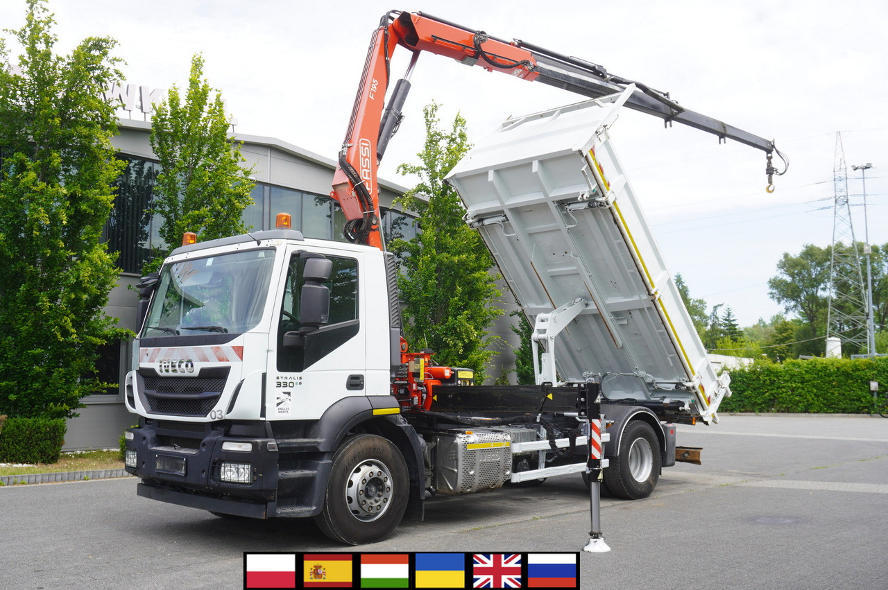 IVECO STRALIS 330 E6 / FASSI 195A 8.5 T / 3-side tipper - Autocarro ribaltabile, Camion con gru: foto 1 IVECO STRALIS 330 E6 / FASSI 195A 8.5 T / 3-side tipper - Autocarro ribaltabile, Camion con gru: foto 1