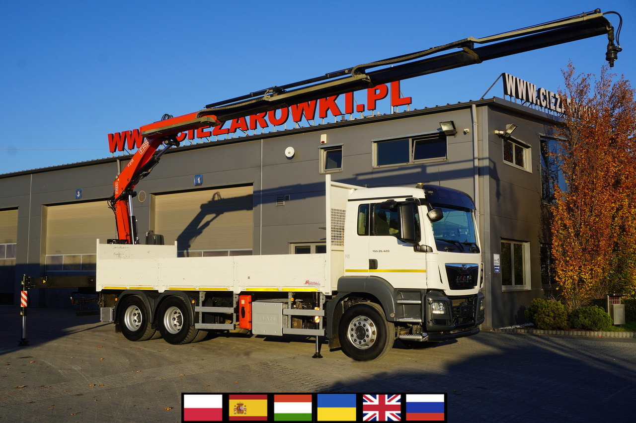 MAN TGS 26.420 E6 6x4 / Fassi F215A crane / 360 MTH! / 5.6 t capacity / 12.7 m reach / 120 tho. km! - Autocarro con pianale/ Cassone fisso, Camion con gru: foto 1 MAN TGS 26.420 E6 6x4 / Fassi F215A crane / 360 MTH! / 5.6 t capacity / 12.7 m reach / 120 tho. km! - Autocarro con pianale/ Cassone fisso, Camion con gru: foto 1