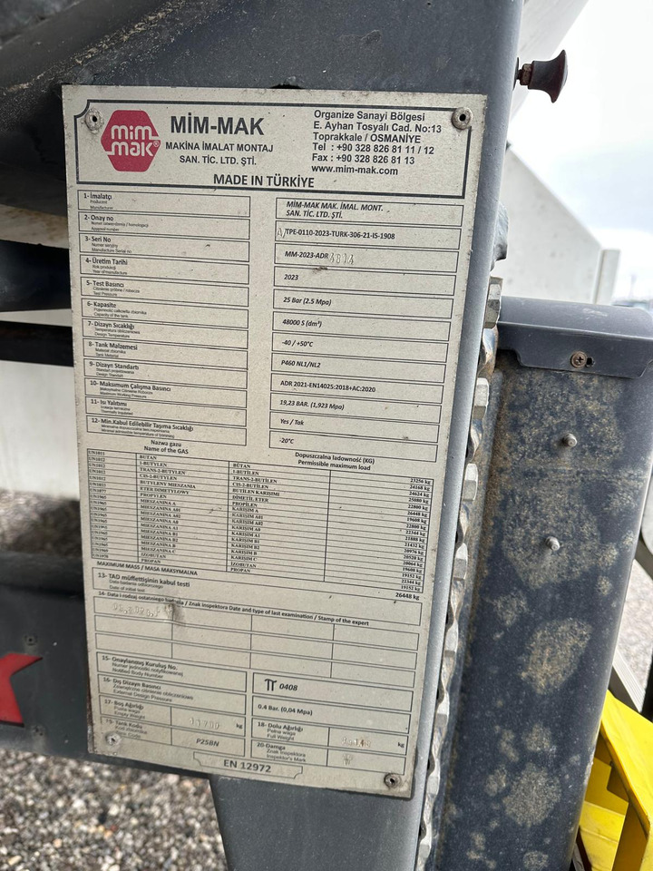 Semirimorchio cisterna MIMMAK Gas tank semi-trailer MM312 / 2024 / 4 units: foto 12 Semirimorchio cisterna MIMMAK Gas tank semi-trailer MM312 / 2024 / 4 units: foto 12