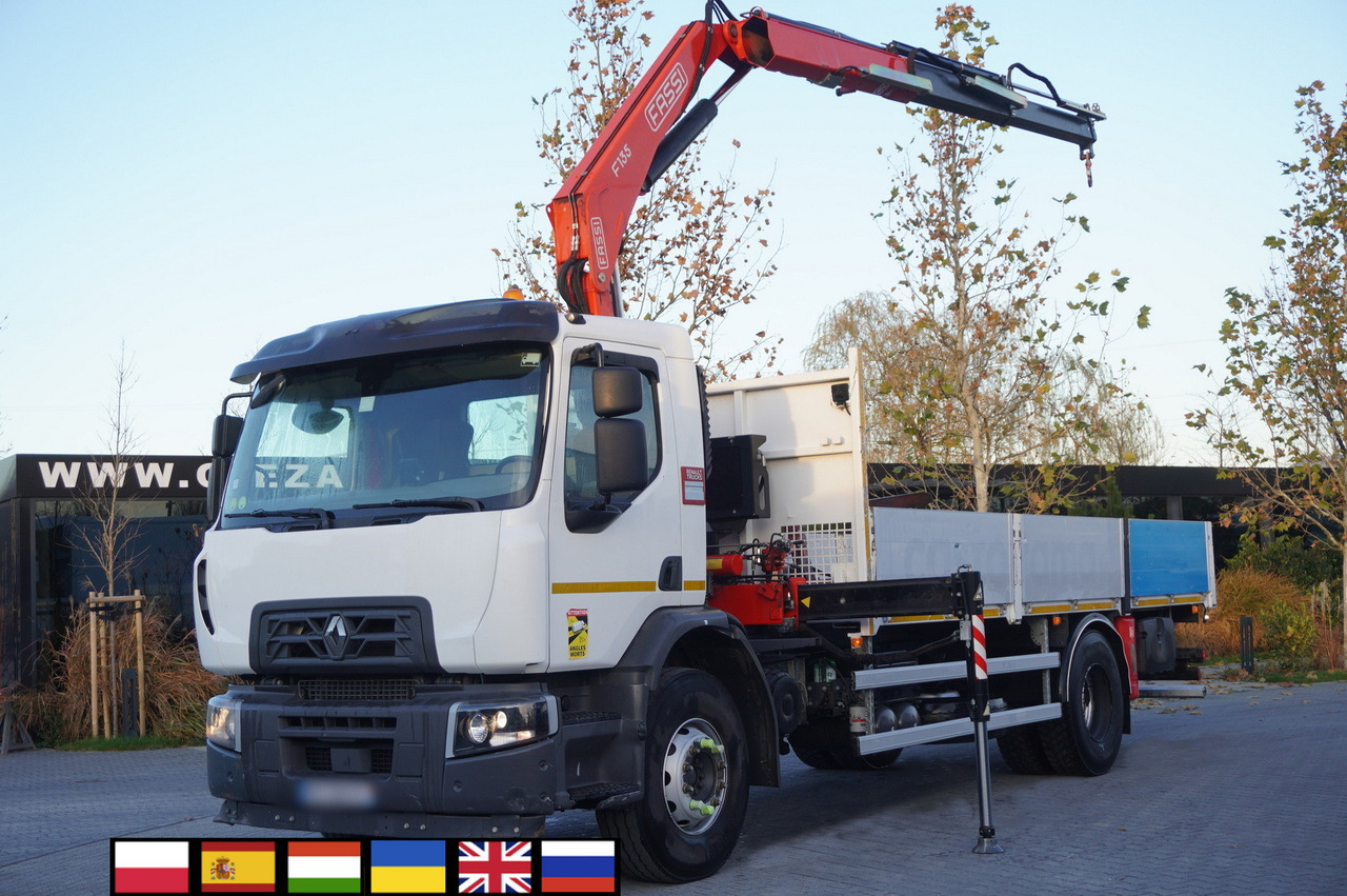 RENAULT C280 DTI 8 / FASSI crane 5.6 T / range 8 m / Flatbed 15 EPAL - Autocarro con pianale/ Cassone fisso, Camion con gru: foto 1 RENAULT C280 DTI 8 / FASSI crane 5.6 T / range 8 m / Flatbed 15 EPAL - Autocarro con pianale/ Cassone fisso, Camion con gru: foto 1