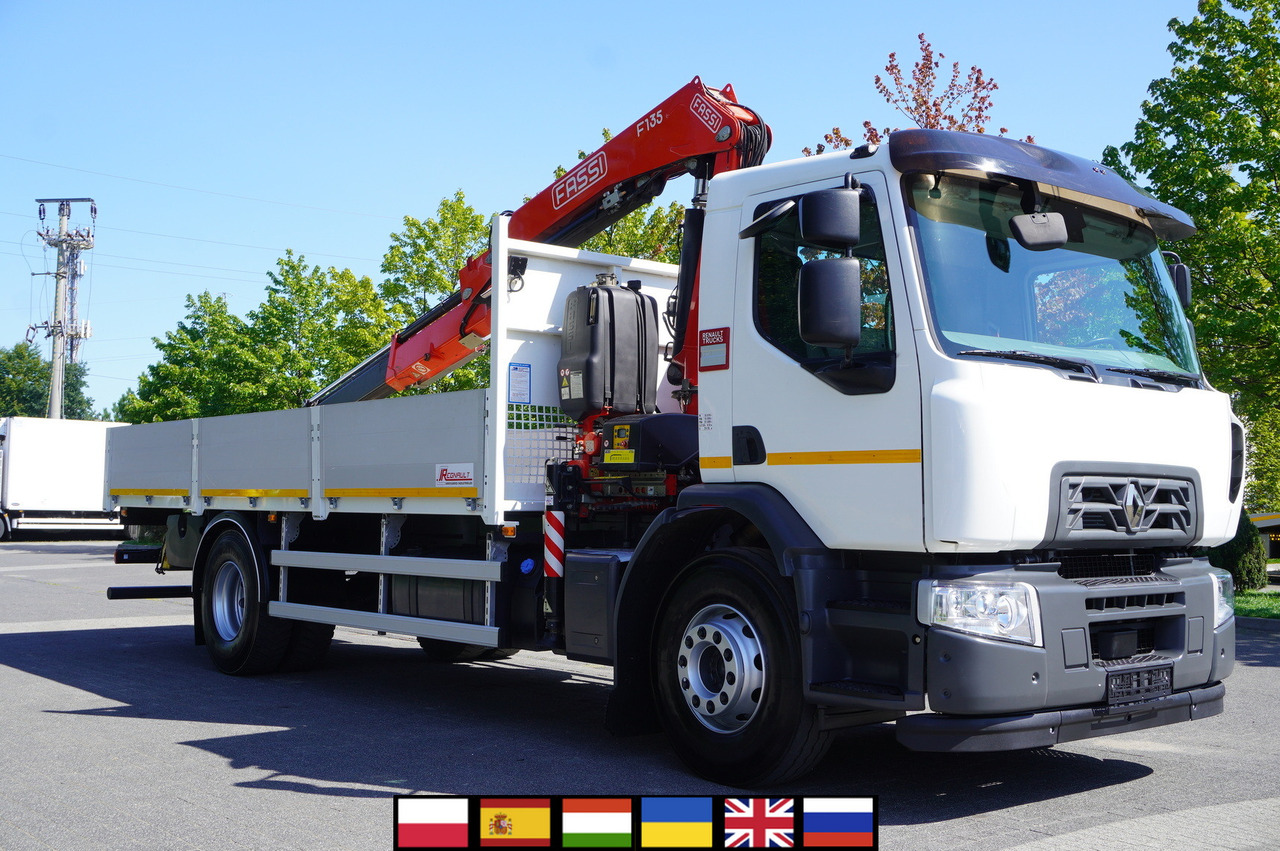 RENAULT C280 DTI 8 / FASSI crane 5.6 T / range 8 m / Flatbed 15 EPAL - Camion con gru: foto 1 RENAULT C280 DTI 8 / FASSI crane 5.6 T / range 8 m / Flatbed 15 EPAL - Camion con gru: foto 1