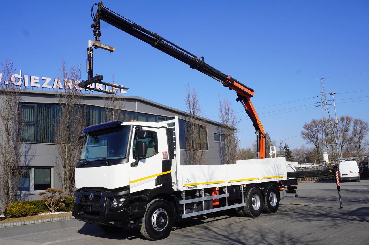 RENAULT C380 / 6x4 / HDS Palfinger PK 18002-EH 6000 kg - Autocarro con pianale/ Cassone fisso, Camion con gru: foto 1 RENAULT C380 / 6x4 / HDS Palfinger PK 18002-EH 6000 kg - Autocarro con pianale/ Cassone fisso, Camion con gru: foto 1